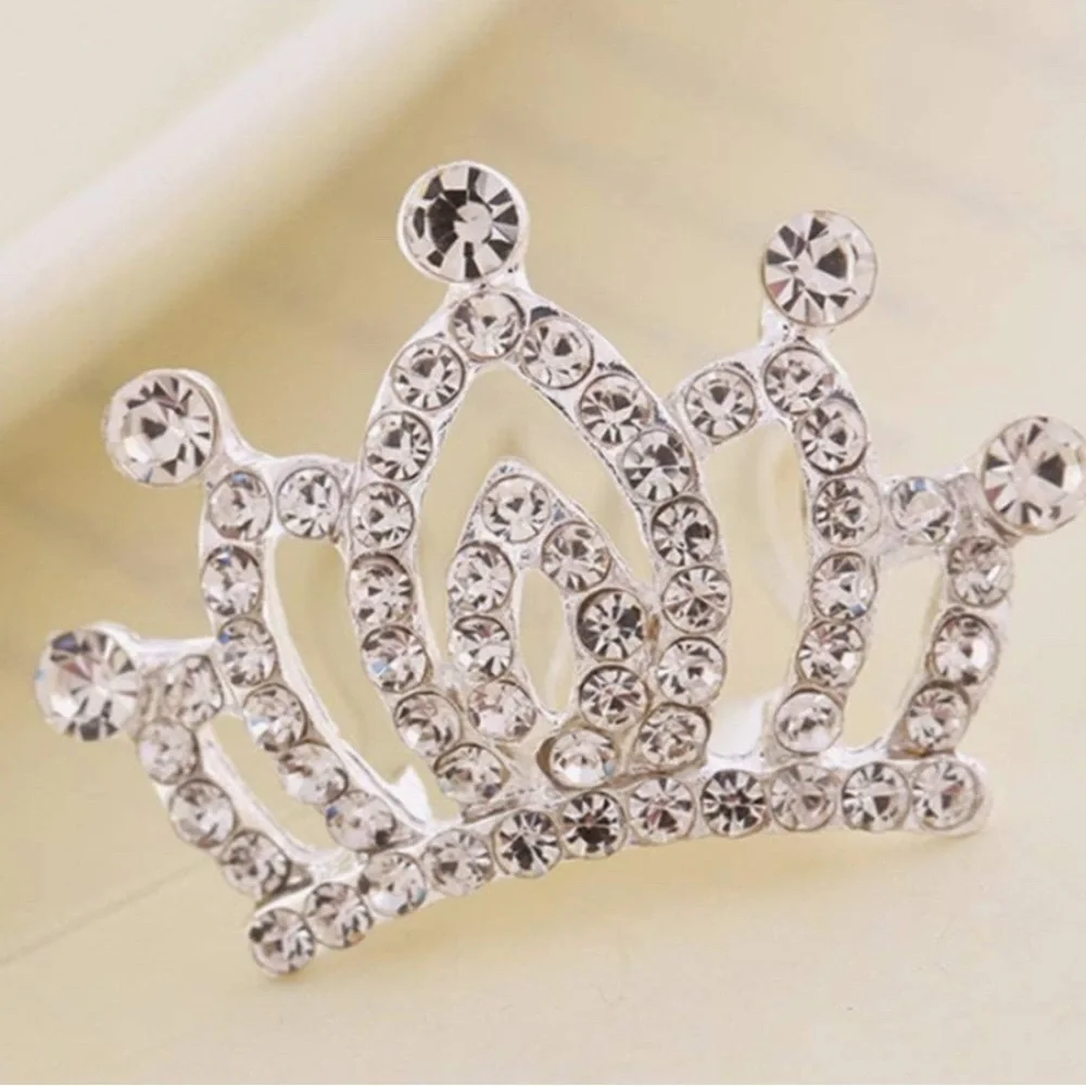 Girls Princess Crown Rhinestone Tiara Hair 2 piece Comb Crystals NEW 3 for $20